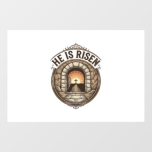 He Is Risen Vintage Easter Cross Shirt Window Cling