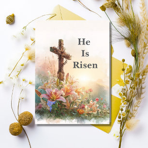 He Is Risen Watercolor Easter Card