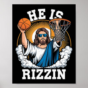 He Is Rizzen Funny Easter Sunday Sketll Meme  Poster