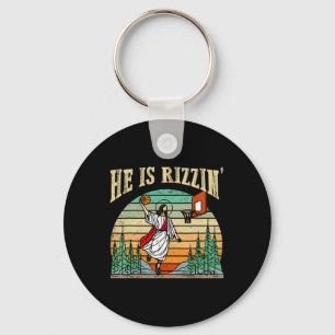 He Is Rizzin Bysketbyll Easter Day Keychain