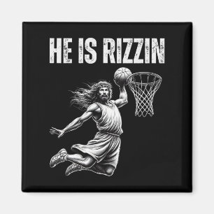 He Is Rizzin Bysketbyll Jesus Easter Christian Magnet