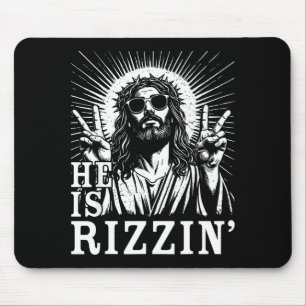 He Is Rizzin Christian Cross Jesus Bible Verse Hap Mouse Pad