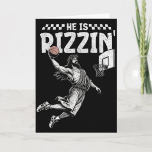 He Is Rizzin Christian Jesus Playing Basketball Ea Card