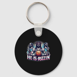 He Is Rizzin Christian Jesus Playing Basketball Ea Keychain