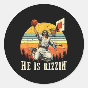 He Is Rizzin Easter Bysketll Christian Classic Round Sticker