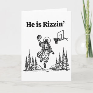 He Is Rizzin Easter Day Playing Bysketbyll 1  Card