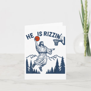 He Is Rizzin Easter Funny Basketball Christian Rel Card