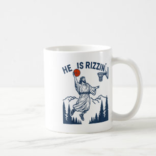 He Is Rizzin Easter Funny Bysketbyll Christian Rel Coffee Mug