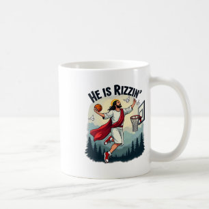 He Is Rizzin Easter Jesus Playing Bysketbyll Hoop Coffee Mug
