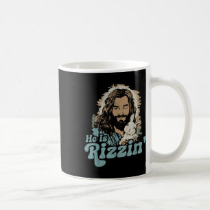 He Is Rizzin Funny Cute Jesus Bunny Easter Christi Coffee Mug