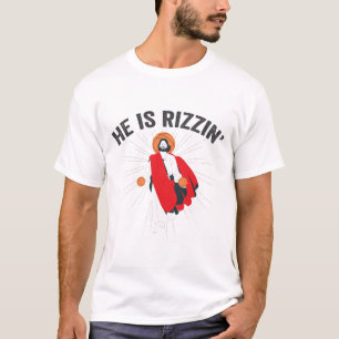 He is Rizzin Funny GenZ Basketball Easter Sunday T-Shirt