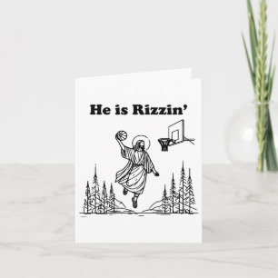 He Is Rizzin Funny Jesus Basketball Easter Christi Card