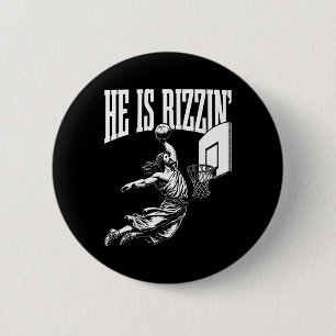 He Is Rizzin Funny Jesus Basketball Meme Easter Ch 2 Inch Round Button