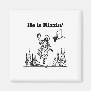 He Is Rizzin Funny Jesus Bysketbyll Easter Christi Magnet
