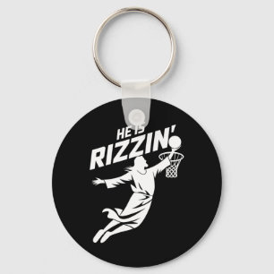 He Is Rizzin Funny Jesus Bysketbyll Meme Retro Eas Keychain