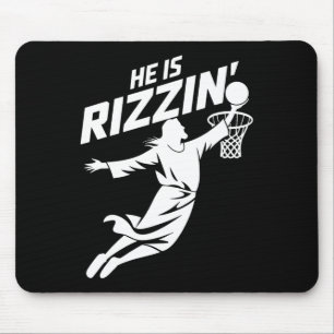 He Is Rizzin Funny Jesus Bysketbyll Meme Retro Eas Mouse Pad