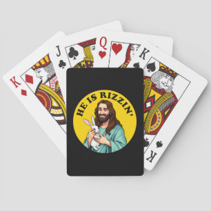 He Is Rizzin Funny Jesus Christian Easter Day Playing Cards