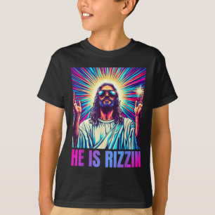 He Is Rizzin Funny Jesus Meme Christian Men Boy T-Shirt