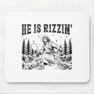 He is rizzin funny jesus pickleball christian mouse pad