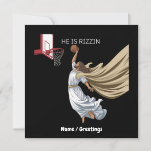 He Is Rizzin Funny Jesus Playing Basketball Retro Invitation