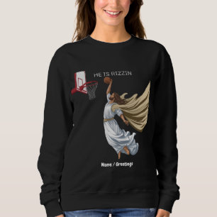 He Is Rizzin Funny Jesus Playing Basketball Retro  Sweatshirt