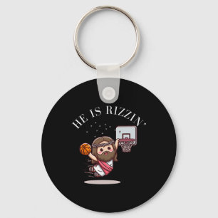 He Is Rizzin Funny Jesus Playing Sketll1 Keychain