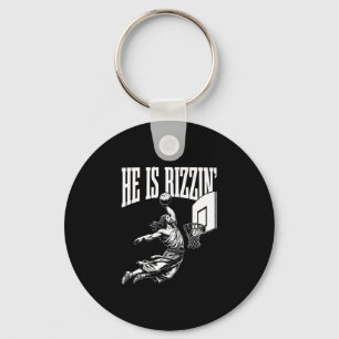 He Is Rizzin Funny Jesus Sketll Meme Easter Christ Keychain