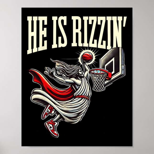 He Is Rizzin Funny Jesus Sketll Meme  Poster (Front)