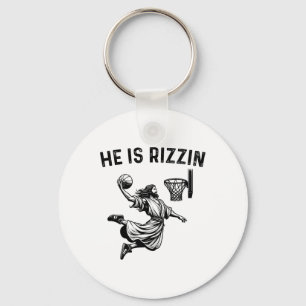 He Is Rizzin Jesus Basketball Christian Religious  Keychain
