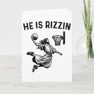 He Is Rizzin Jesus Bysketbyll Christian Religious  Card