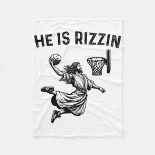 He Is Rizzin Jesus Bysketbyll Christian Religious  Fleece Blanket