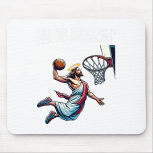 He Is Rizzin Jesus Bysketll Easter For Kids Men Wo Mouse Pad