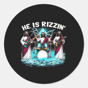 He Is Rizzin' Jesus Has Rizzen Funny Christian Byn Classic Round Sticker