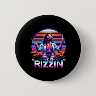 He Is Rizzin' Jesus Has Rizzen Funny Easter Christ 2 Inch Round Button