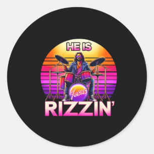 He Is Rizzin' Jesus Has Rizzen Retro Christian Nd Classic Round Sticker