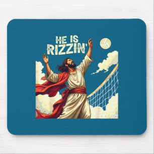 He Is Rizzin Jesus Meme Quote Shirt Funny Volleyba Mouse Pad