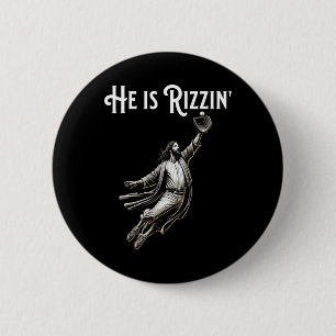 He Is Rizzin Jesus Playing Baseball Fun Sports Riz 2 Inch Round Button