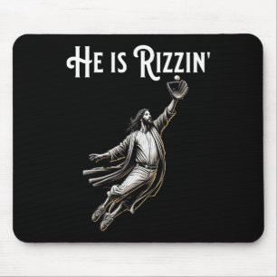 He Is Rizzin Jesus Playing Baseball Fun Sports Riz Mouse Pad