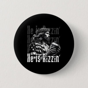 He Is Rizzin Jesus Playing Footbyll Funny Sports C 2 Inch Round Button