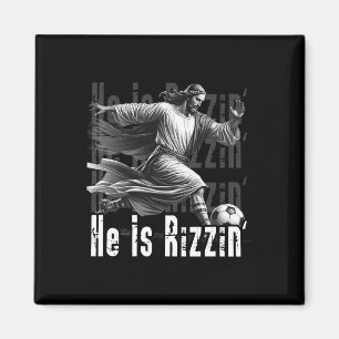 He Is Rizzin Jesus Playing Soccer Funny Sport Chri Magnet