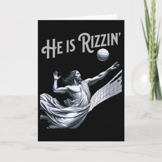 He Is Rizzin Jesus Playing Volleyball Funny Sports Card