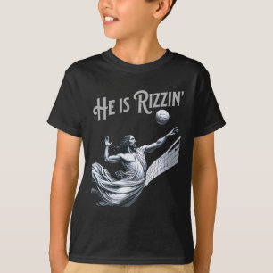 He Is Rizzin Jesus Playing Volleyball Funny Sports T-Shirt