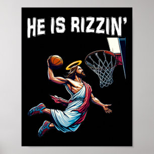 He Is Rizzin Jesus Sketll Easter For Kids Men Wome Poster