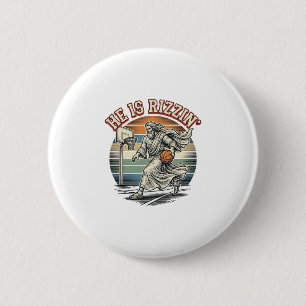 He Is Rizzin Vintage Basketball Religious Shirt De 2 Inch Round Button