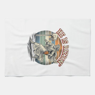 He Is Rizzin Vintage Basketball Religious Shirt De Kitchen Towel
