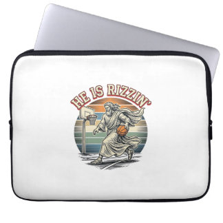 He Is Rizzin Vintage Basketball Religious Shirt De Laptop Sleeve