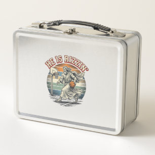 He Is Rizzin Vintage Basketball Religious Shirt De Metal Lunch Box
