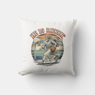 He Is Rizzin Vintage Basketball Religious Shirt De Throw Pillow