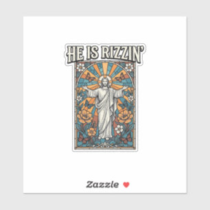 He Is Rizzin Vintage Easter Stained Glass Shirt De