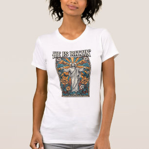 He Is Rizzin Vintage Easter Stained Glass Shirt De